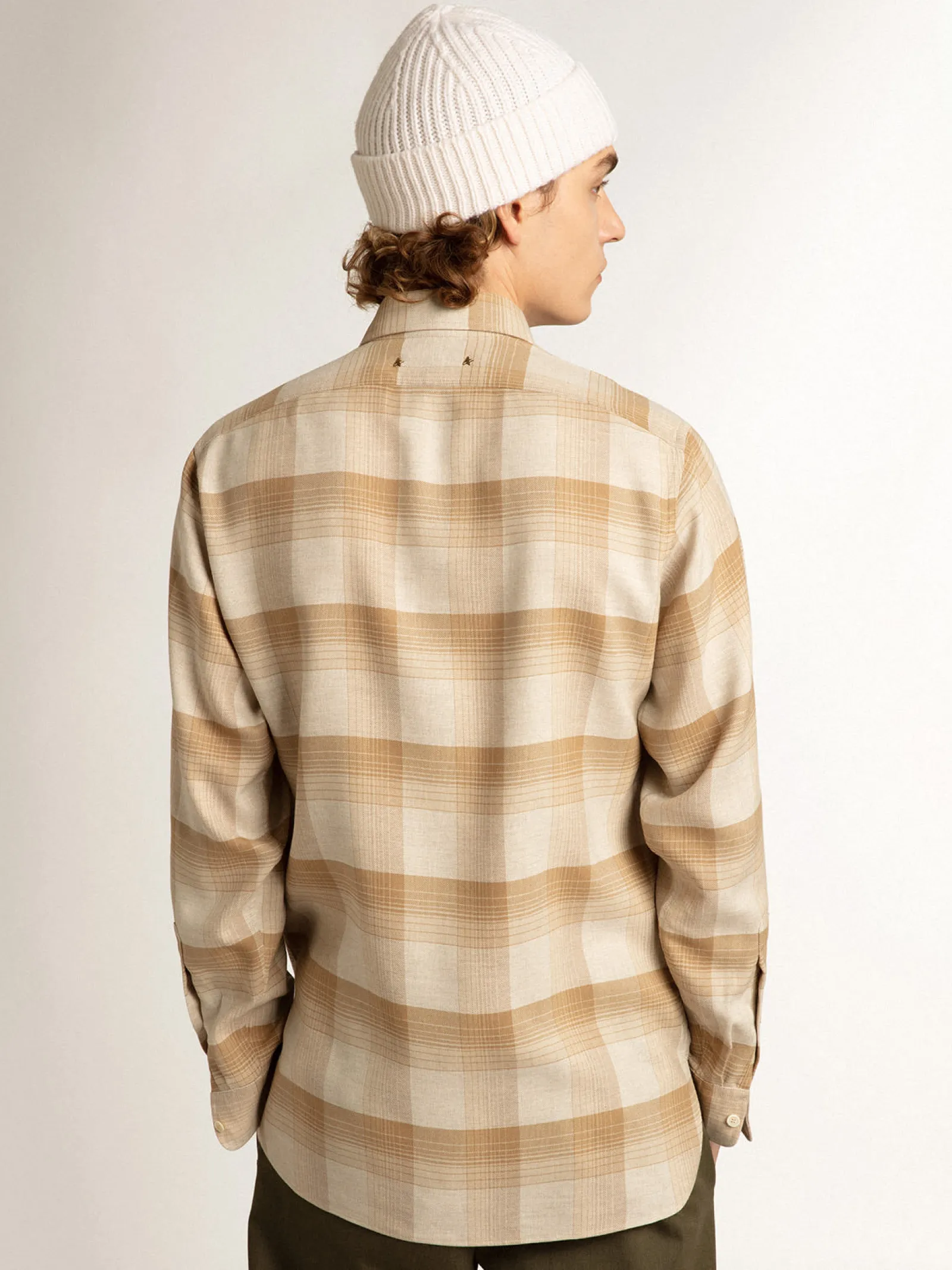 Discount Golden Goose Camisa de modelagem slim cor de pimenta e areia escura Cor: pimenta e areia escura