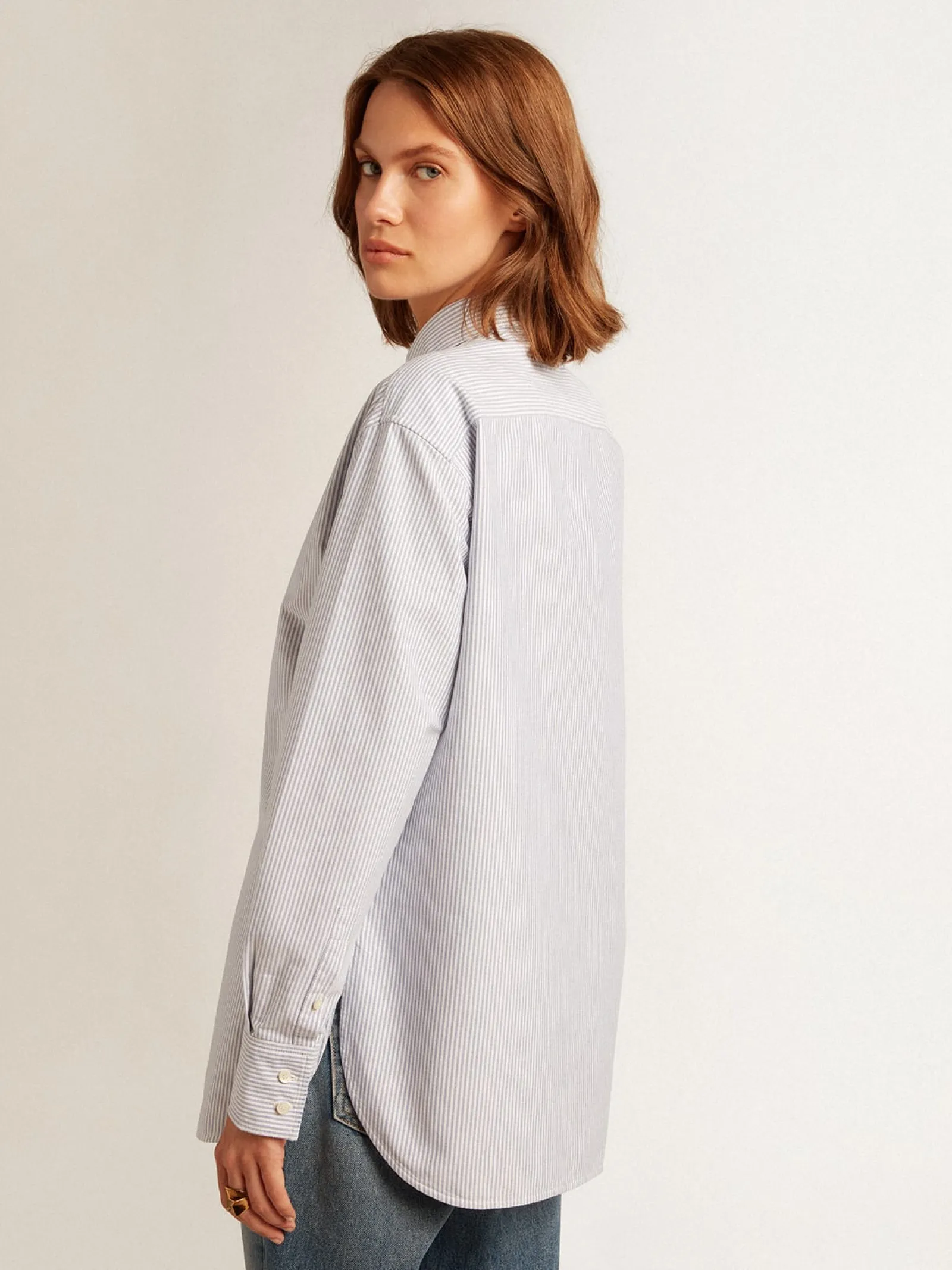 Sale Golden Goose Camisa feminina com listras finas Golden Collection