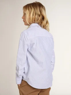 Outlet Golden Goose Camisa infantil masculina com listras azuis Golden Collection