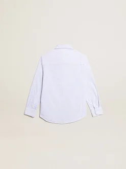 Outlet Golden Goose Camisa infantil masculina com listras azuis Golden Collection