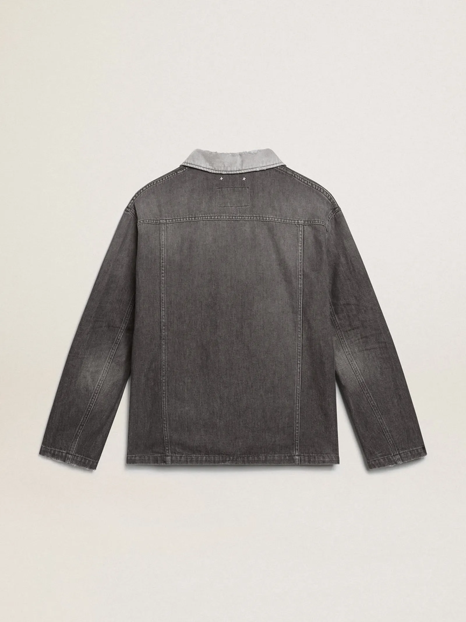 Sale Golden Goose Camisa jeans preta com patch Cor: preto