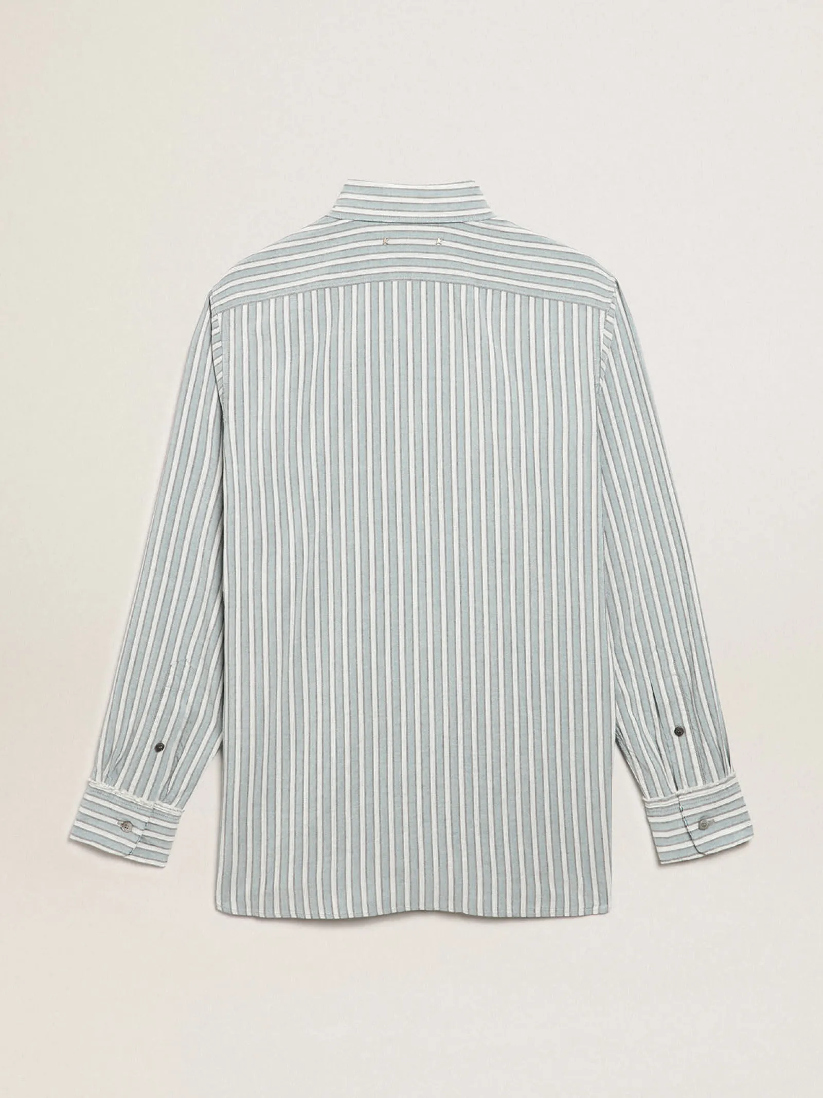 New Golden Goose Camisa masculina listrada de viscose Cor: água