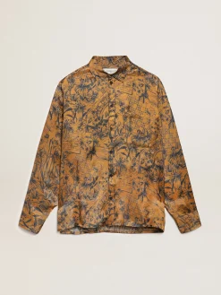 Outlet Golden Goose Camisa masculina marrom-dourada e estampa caderno de viagem Cor: marrom dourado