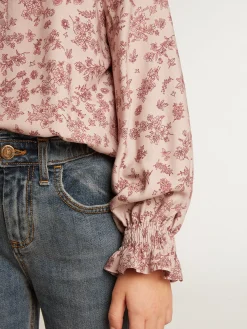 Best Sale Golden Goose Camisa polo de viscose rosa pálido com estampa floral Coleção Journey