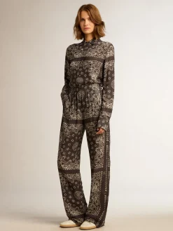 Best Golden Goose Camisa tipo pijama na cor antracite com estampa caxemira Golden Collection