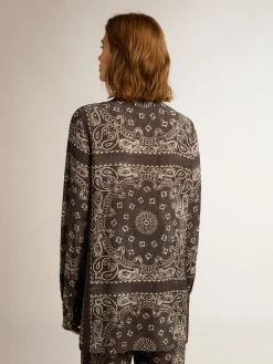 Best Golden Goose Camisa tipo pijama na cor antracite com estampa caxemira Golden Collection