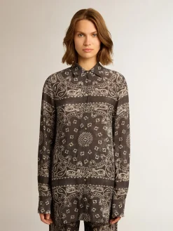 Best Golden Goose Camisa tipo pijama na cor antracite com estampa caxemira Golden Collection
