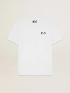 Online Golden Goose Camiseta branca Coleção Star com logo e estrela pretos em contraste Cor: branco