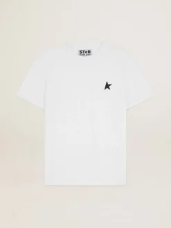 Clearance Golden Goose Camiseta branca Coleção Star com estrela preta na frente Cor: branco