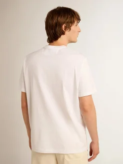 Clearance Golden Goose Camiseta branca Coleção Star com estrela preta na frente Cor: branco