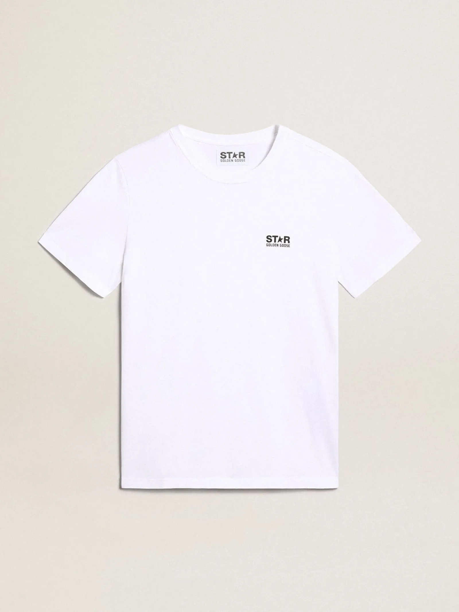 Cheap Golden Goose Camiseta branca com logo preto em contraste na frente Cor: branco óptico