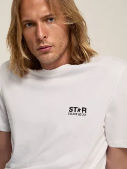 Cheap Golden Goose Camiseta branca com logo preto em contraste na frente Cor: branco óptico
