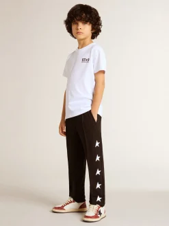 Flash Sale Golden Goose Camiseta branca com logo e estrela pretos em contraste Cor: branco óptico