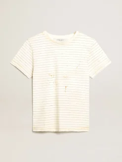 Outlet Golden Goose Camiseta branca efeito caderno antigo Cor: branco heritage