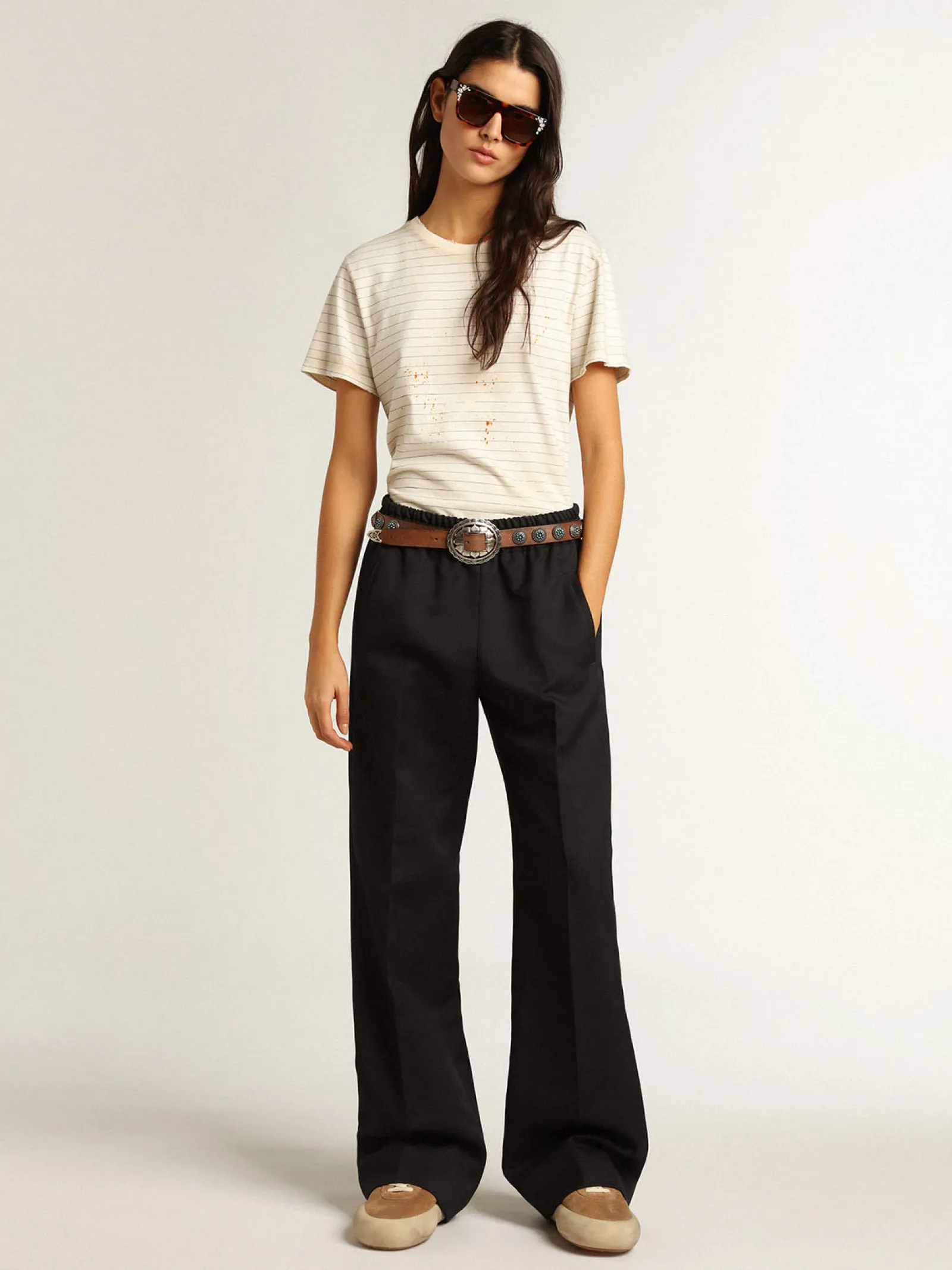 Outlet Golden Goose Camiseta branca efeito caderno antigo Cor: branco heritage