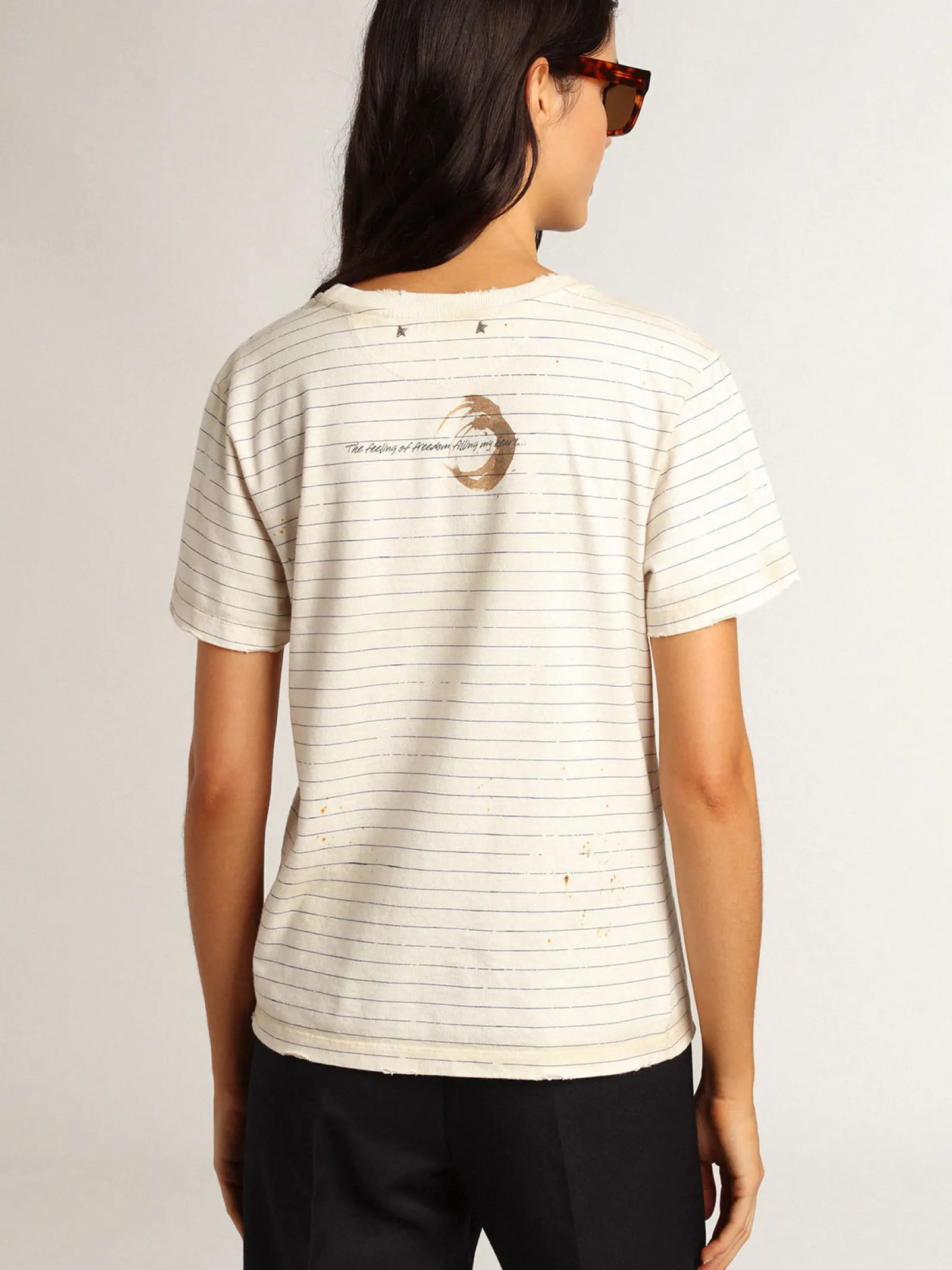 Outlet Golden Goose Camiseta branca efeito caderno antigo Cor: branco heritage