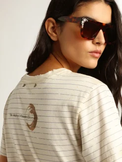 Outlet Golden Goose Camiseta branca efeito caderno antigo Cor: branco heritage
