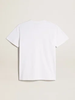 Fashion Golden Goose Camiseta branca feminina com estrela bordô na frente Star Collection