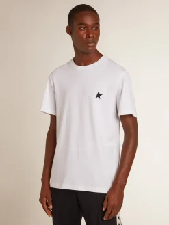 Cheap Golden Goose Camiseta branca masculina com estrela azul-escura na frente Star Collection