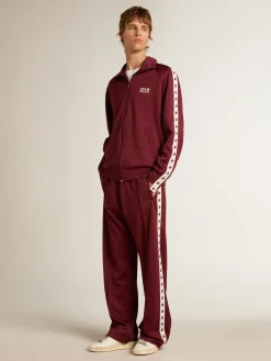 Sale Golden Goose Camiseta branca masculina com logo e estrela bordô em contraste Star Collection