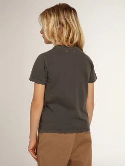 Clearance Golden Goose Camiseta cinza infantil masculina com tratamento desgastado Golden Collection
