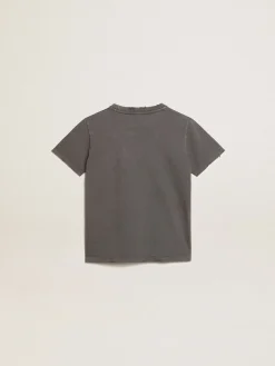 Clearance Golden Goose Camiseta cinza infantil masculina com tratamento desgastado Golden Collection