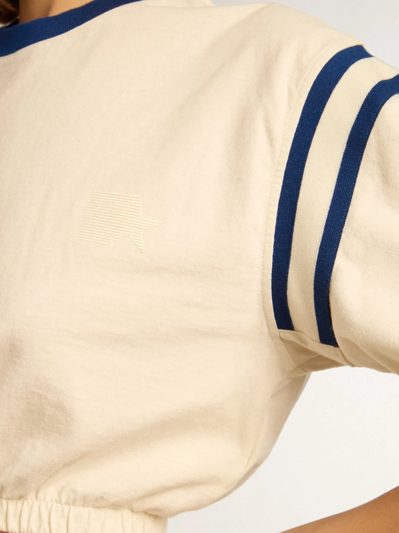 Clearance Golden Goose Camiseta cropped de algodão branco usado com escrita atrás Cor: branco usado