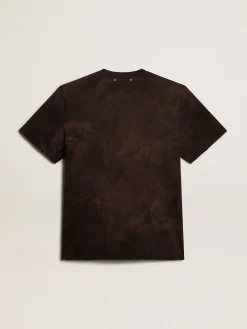 Sale Golden Goose Camiseta de algodão antracite com escrita na frente Coleção Journey