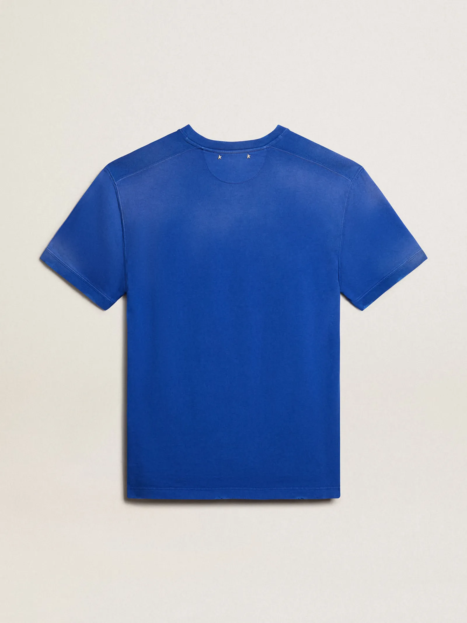 Cheap Golden Goose Camiseta de algodão azul com imagem Marathon na frente Cor: azul