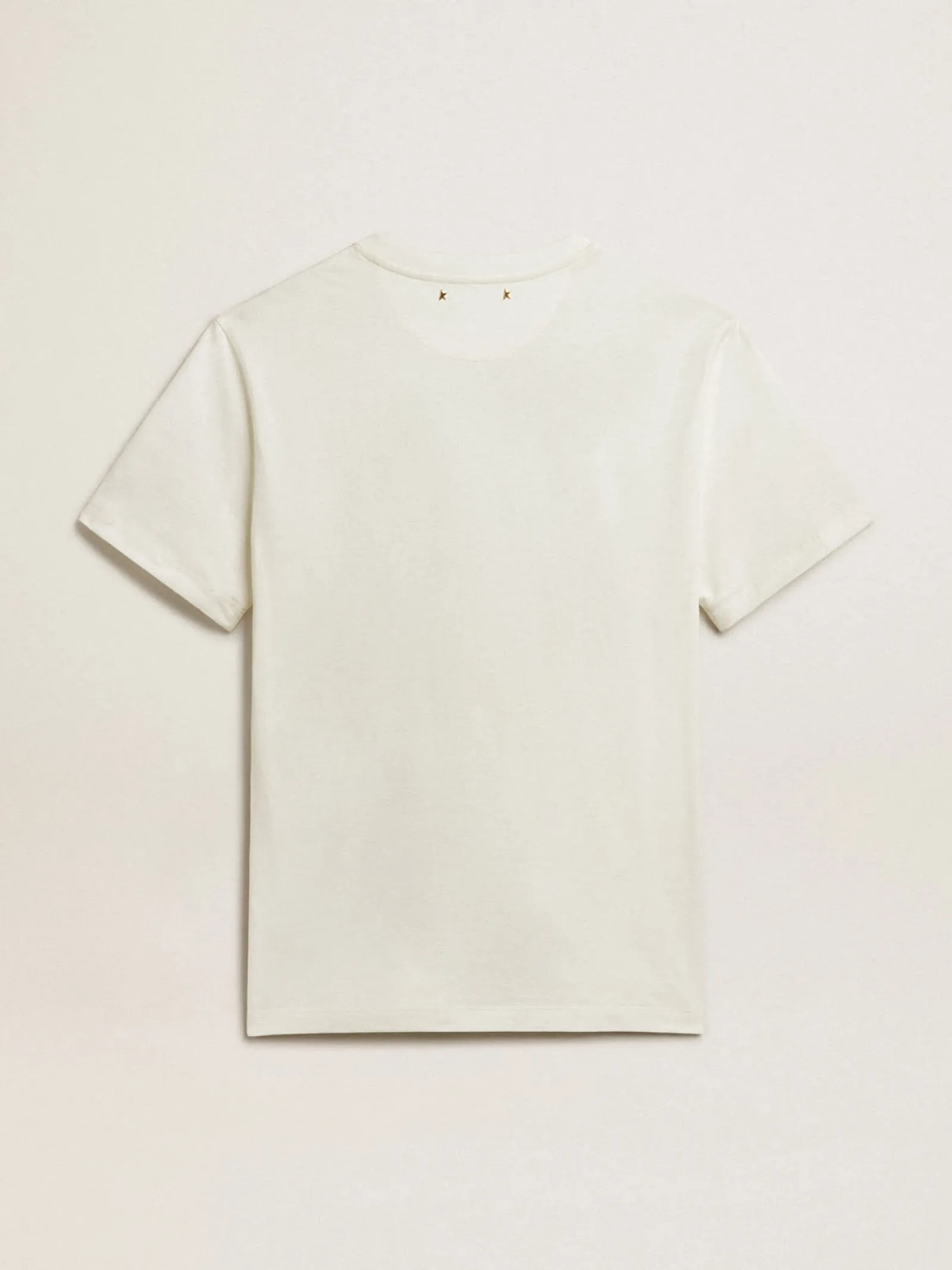 Clearance Golden Goose Camiseta de algodão branco com flor estampada na frente Coleção Resort