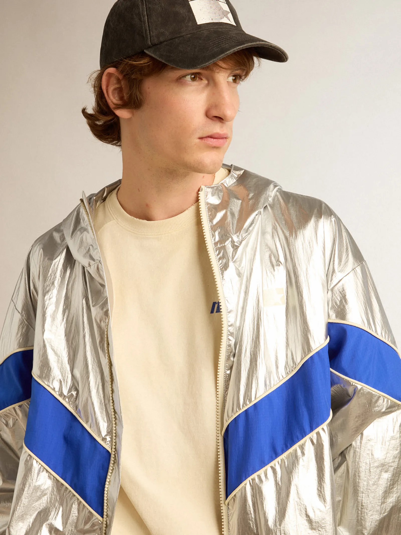 New Golden Goose Camiseta de algodão branco usado com logo Marathon azul Cor: branco usado