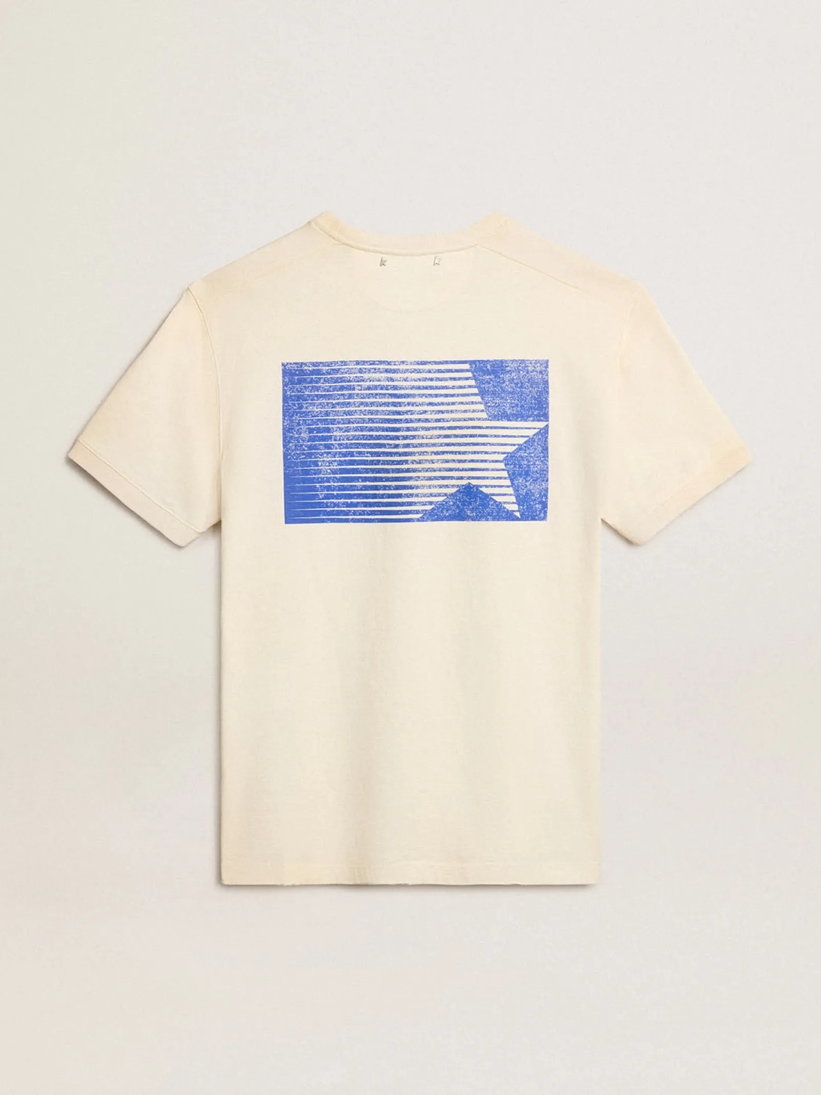 New Golden Goose Camiseta de algodão branco usado com logo Marathon azul Cor: branco usado