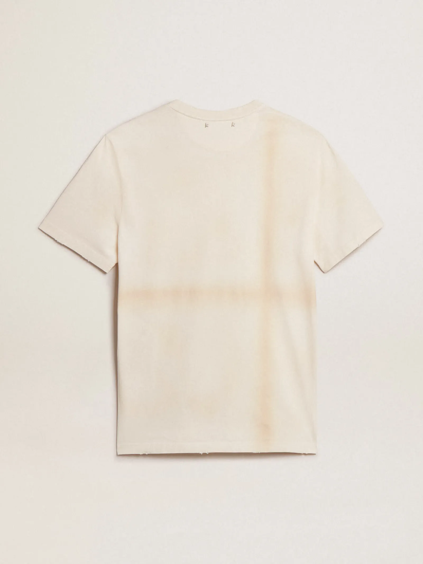 Sale Golden Goose Camiseta de algodão branco usado com escrita no bolso Coleção Journey
