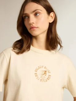 Flash Sale Golden Goose Camiseta de algodão branco usado com logo da estação Coleção Journey