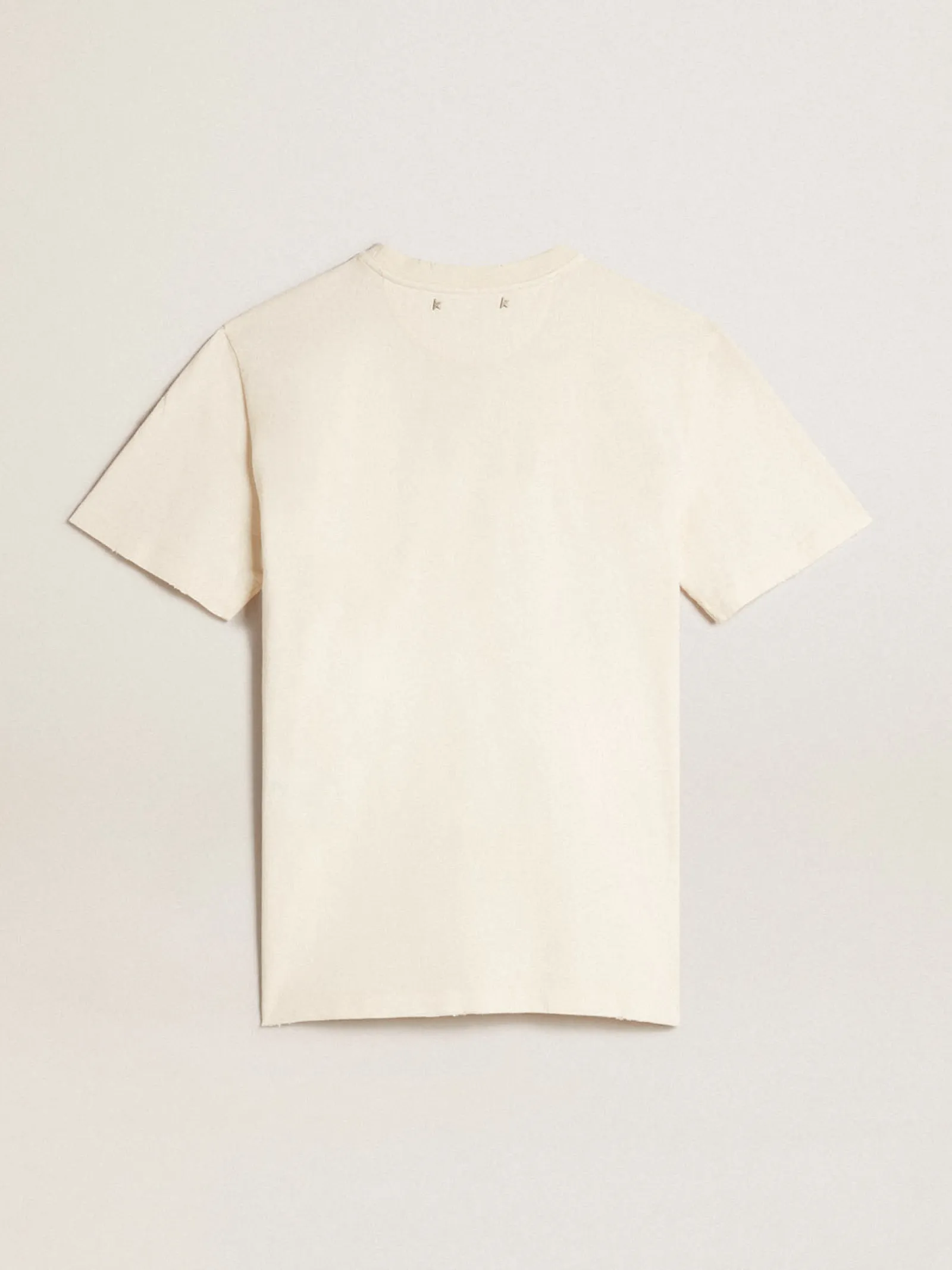 Flash Sale Golden Goose Camiseta de algodão branco usado com logo da estação Coleção Journey