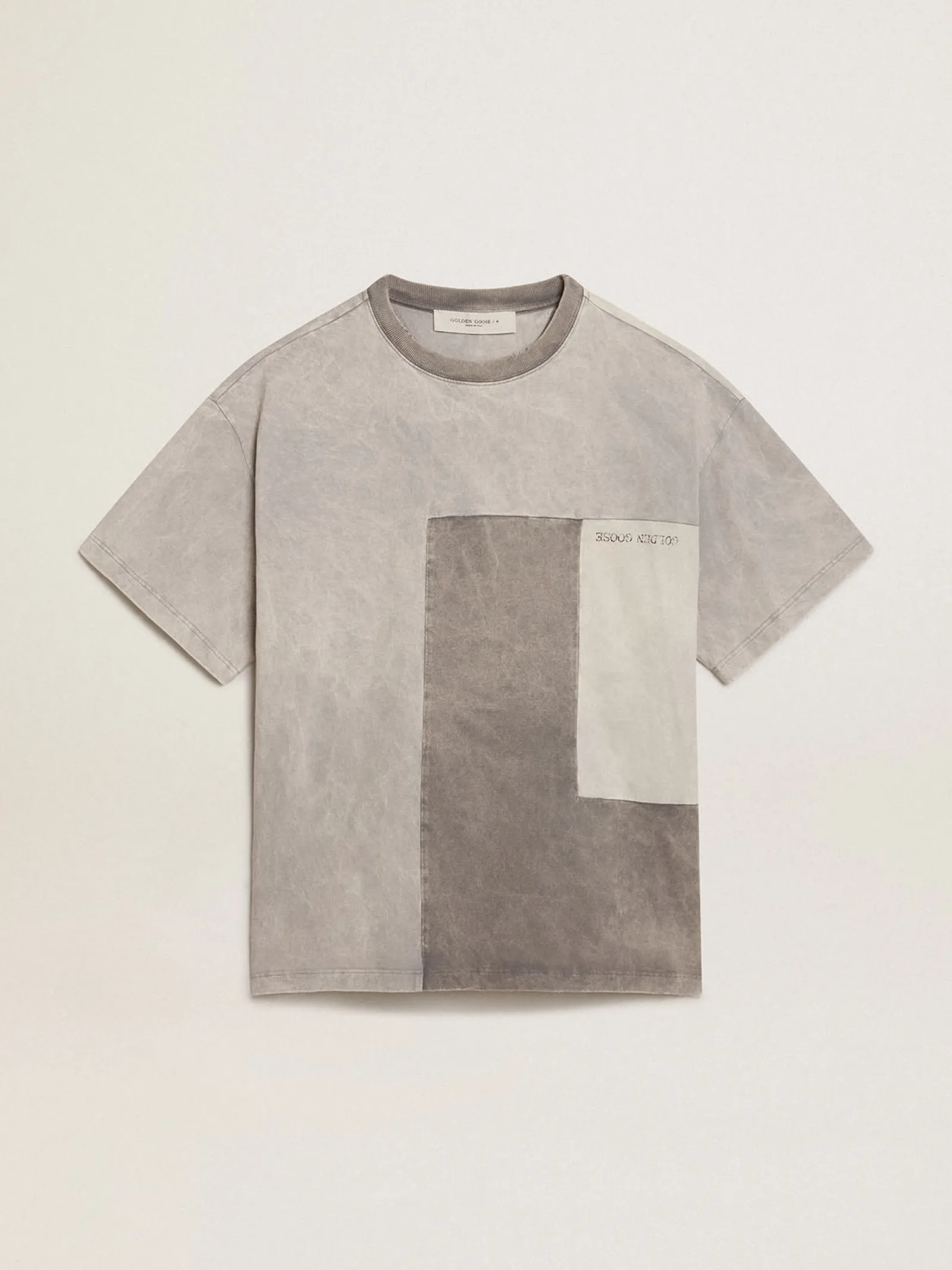 Best Sale Golden Goose Camiseta em várias tonalidades de cinza com efeito usado Coleção Journey