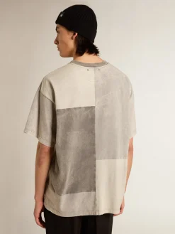 Best Sale Golden Goose Camiseta em várias tonalidades de cinza com efeito usado Coleção Journey