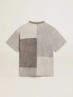 Best Sale Golden Goose Camiseta em várias tonalidades de cinza com efeito usado Coleção Journey