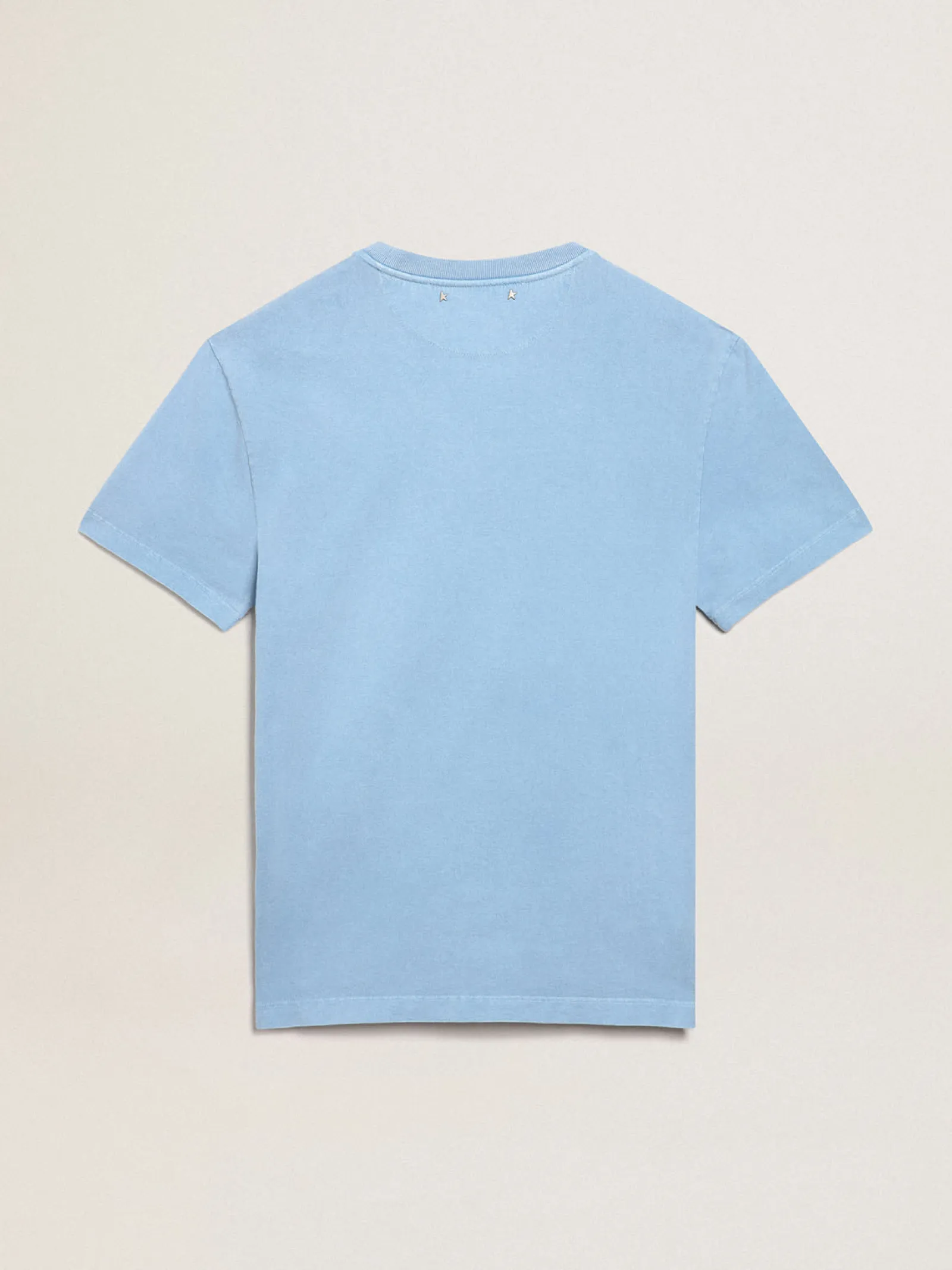 Shop Golden Goose Camiseta feminina azul-porto com estampa na frente Cor: azul porto