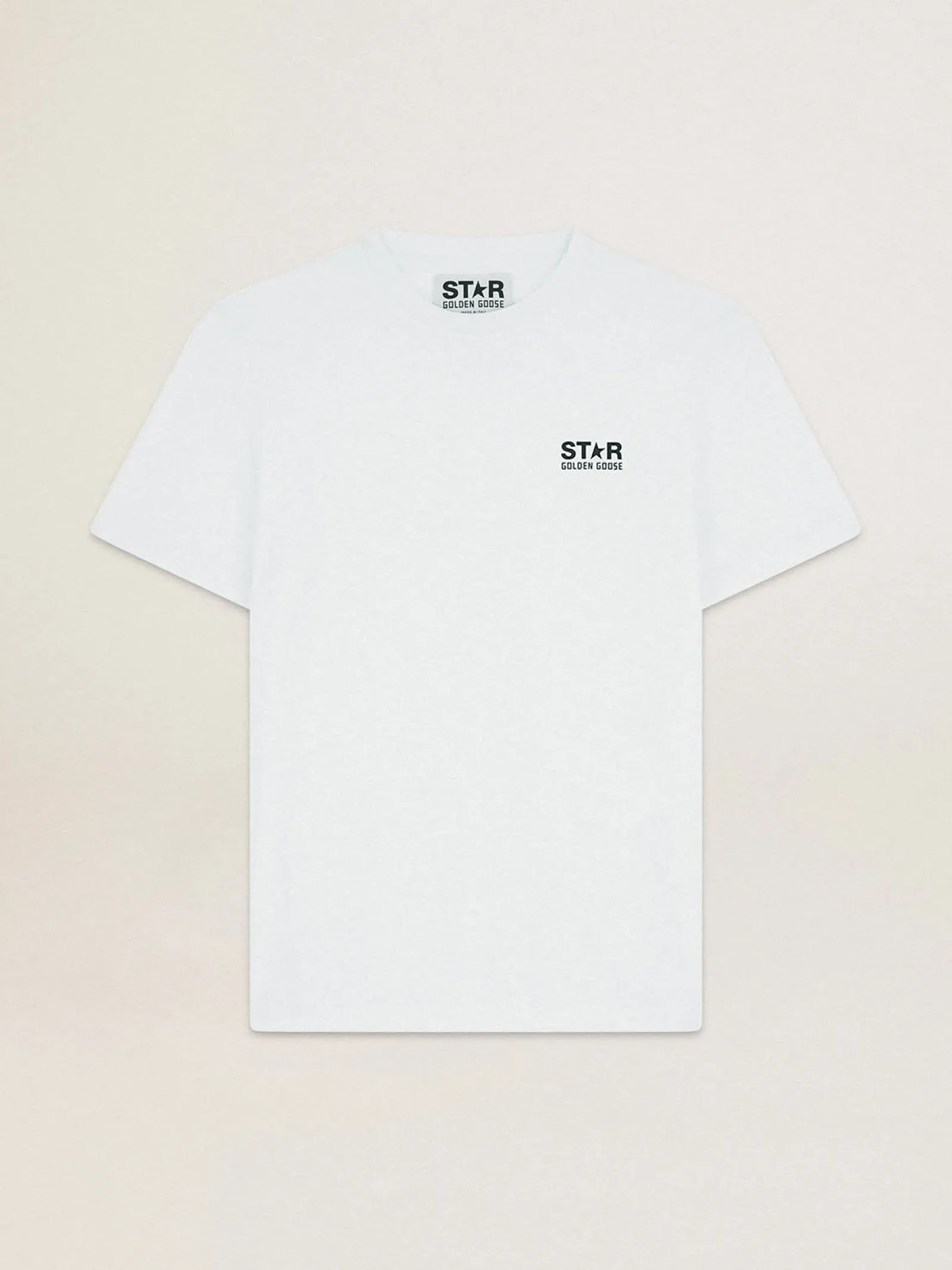 Best Golden Goose Camiseta feminina branca com logo e estrela pretos em contraste Cor: branco