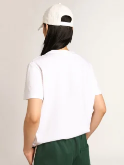 Best Sale Golden Goose Camiseta feminina branca com estrela verde na frente Cor: branco óptico