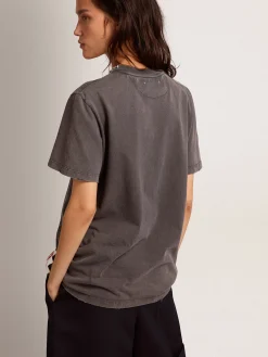 Best Sale Golden Goose Camiseta feminina cinza antracite com cristais Cor: cinza antracite