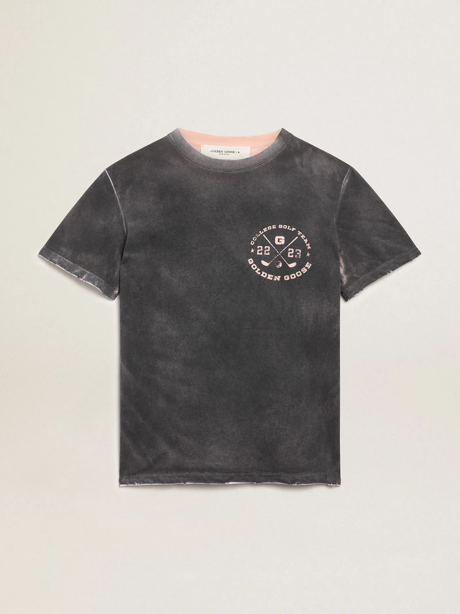 Best Golden Goose Camiseta feminina cinza com estampa na frente Cor: cinza