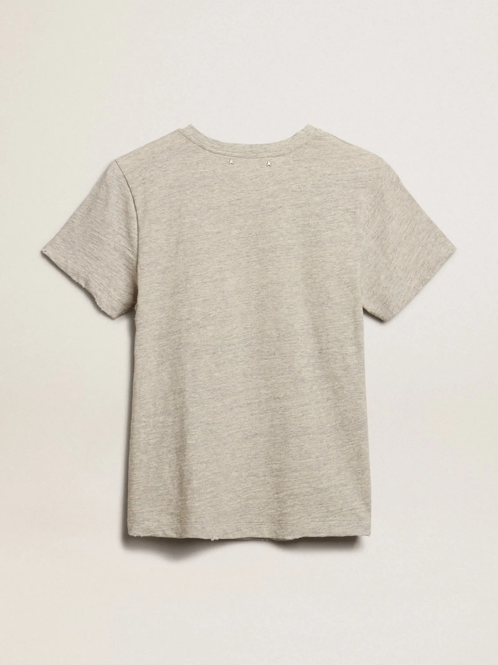 Cheap Golden Goose Camiseta feminina de algodão cinza mescla com escrita bordada Coleção Journey