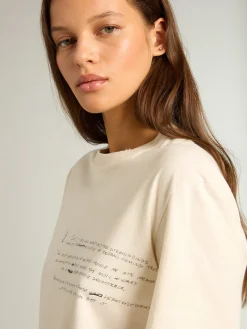 Cheap Golden Goose Camiseta feminina de algodão branco usado com escrita bordada Coleção Journey