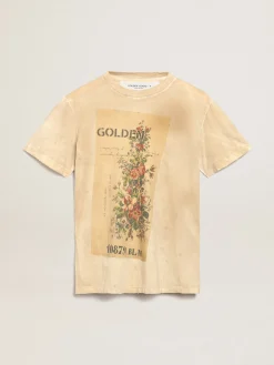 Cheap Golden Goose Camiseta feminina marfim com estampa floral Cor: marfim