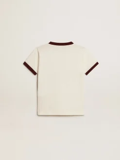 Clearance Golden Goose Camiseta infantil masculina de algodão branco com estampa desbotada no centro Coleção Journey