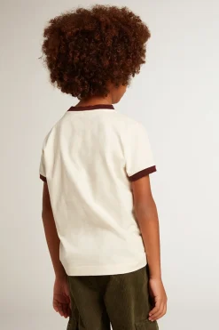 Clearance Golden Goose Camiseta infantil masculina de algodão branco com estampa desbotada no centro Coleção Journey
