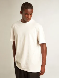 Online Golden Goose Camiseta masculina branca com tratamento desgastado Cor: branco