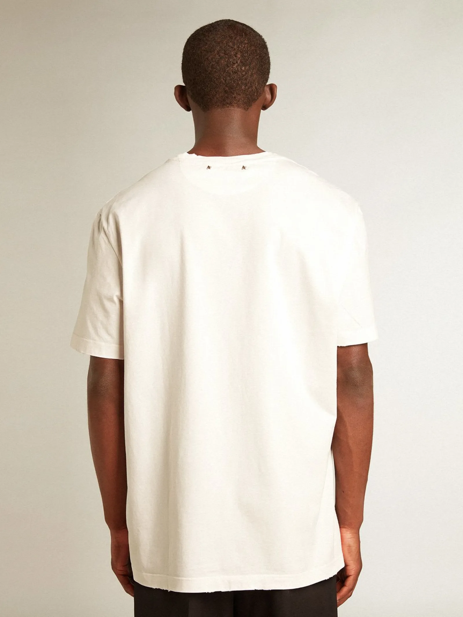 Online Golden Goose Camiseta masculina branca com tratamento desgastado Cor: branco
